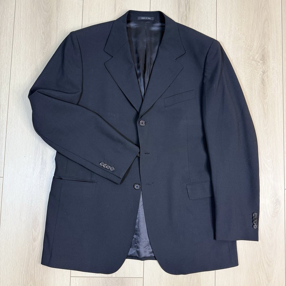 Milano Galleria Blazer 44R Black 100% Wool Italy Lane Di Tasmania 3-Button Lined